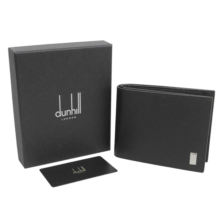 Pristine Dunhill Bifold Wallet Sahadhu Logo Metal Wallet Dark brown leather mens