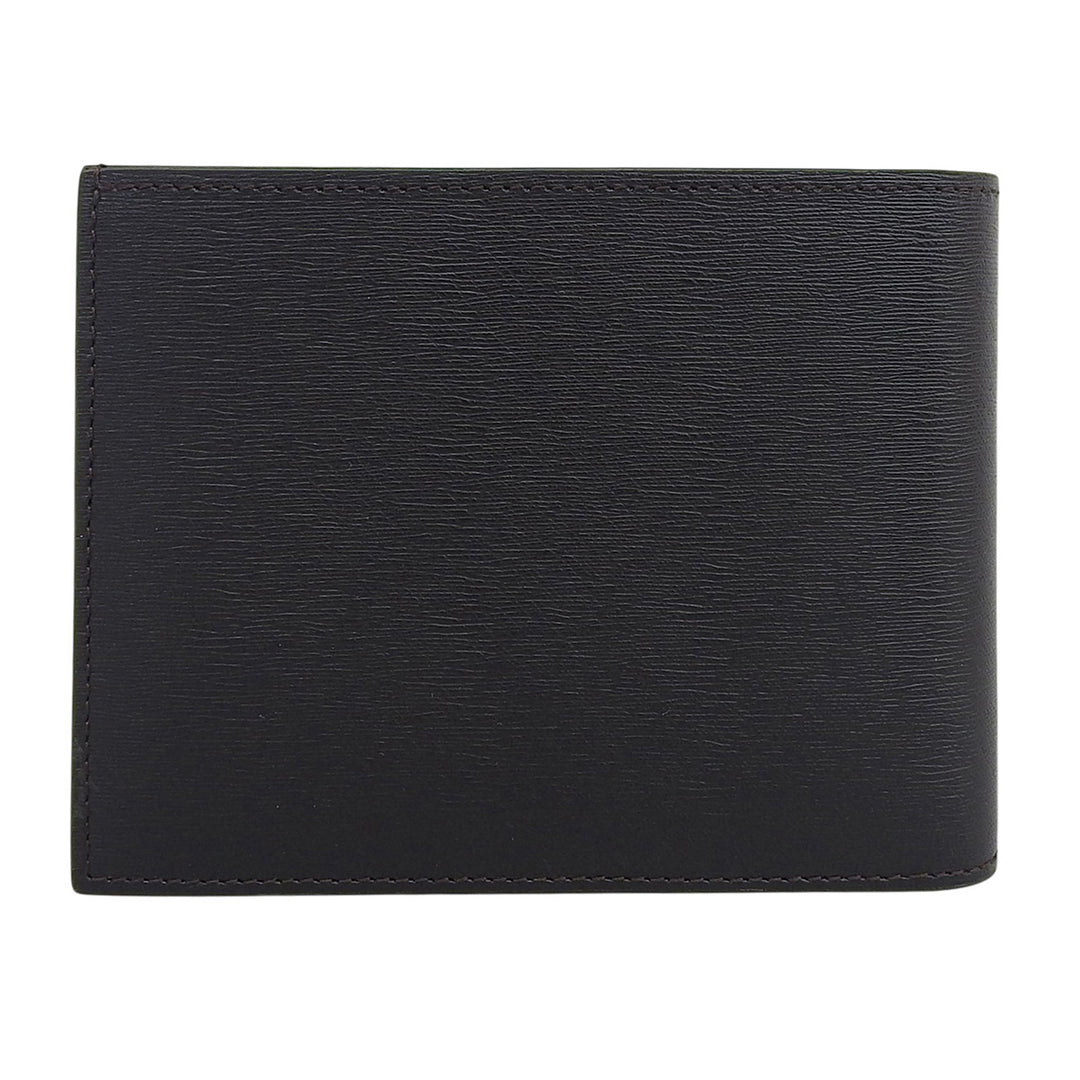 Pristine Dunhill Bifold Wallet Sahadhu Logo Metal Wallet Dark brown leather mens