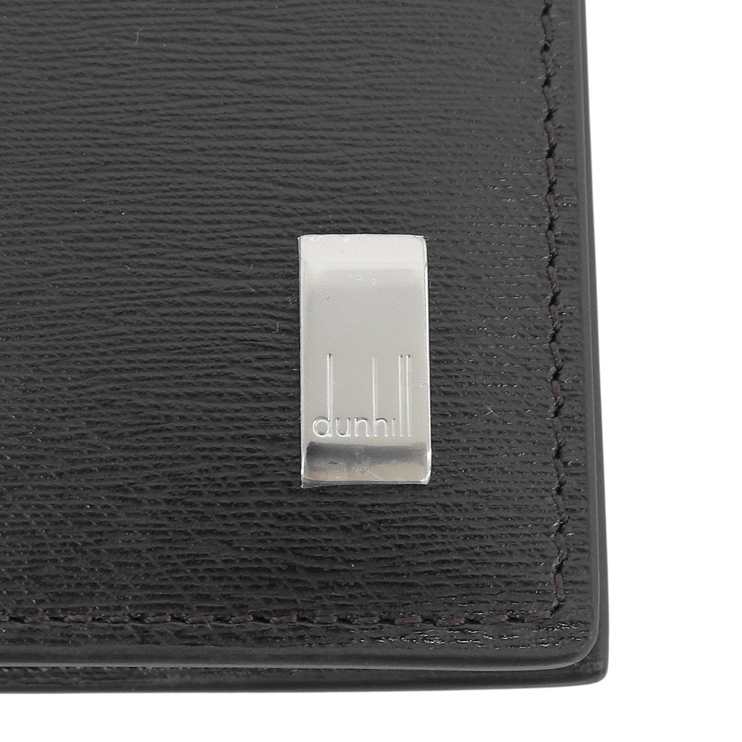 Pristine Dunhill Bifold Wallet Sahadhu Logo Metal Wallet Dark brown leather mens