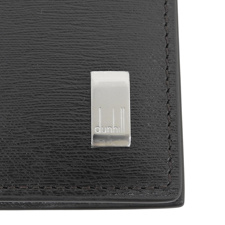 Pristine Dunhill Bifold Wallet Sahadhu Logo Metal Wallet Dark brown leather mens
