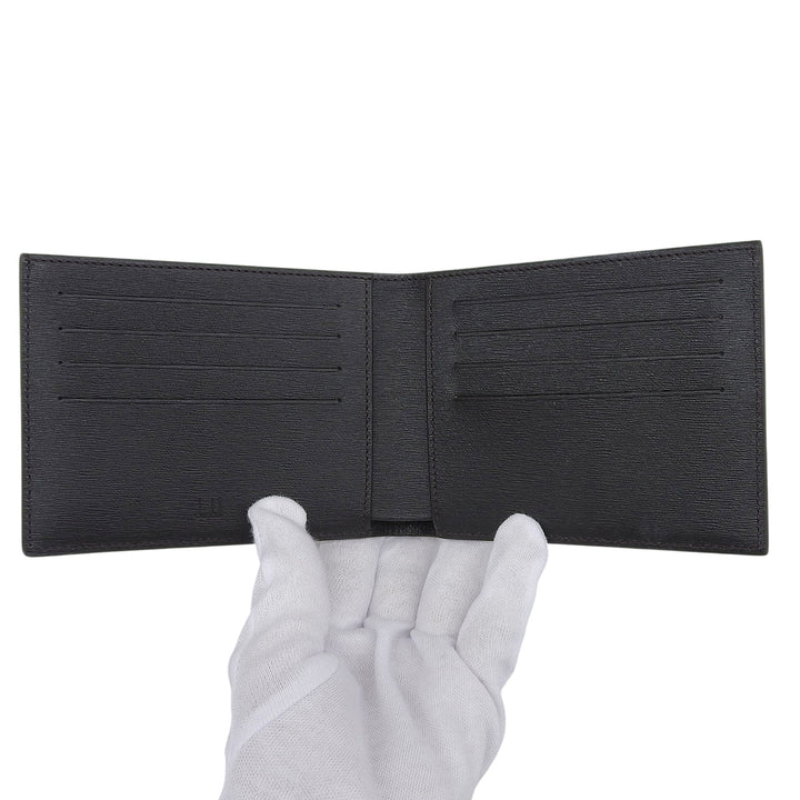 Pristine Dunhill Bifold Wallet Sahadhu Logo Metal Wallet Dark brown leather mens