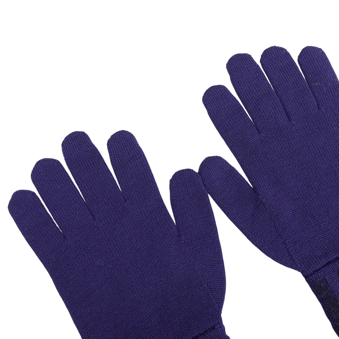 Pristine FENDI gloves Smartphone-compatible ZUCCA Pattern knit gloves Navy wool