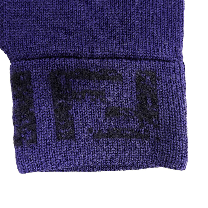 Pristine FENDI gloves Smartphone-compatible ZUCCA Pattern knit gloves Navy wool