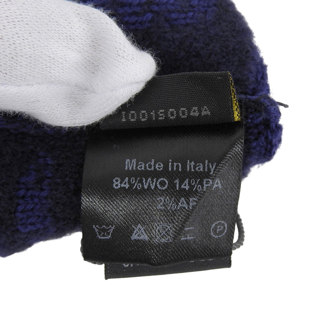 Pristine FENDI gloves Smartphone-compatible ZUCCA Pattern knit gloves Navy wool