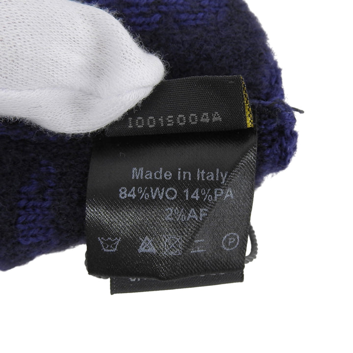 Pristine FENDI gloves Smartphone-compatible ZUCCA Pattern knit gloves Navy wool