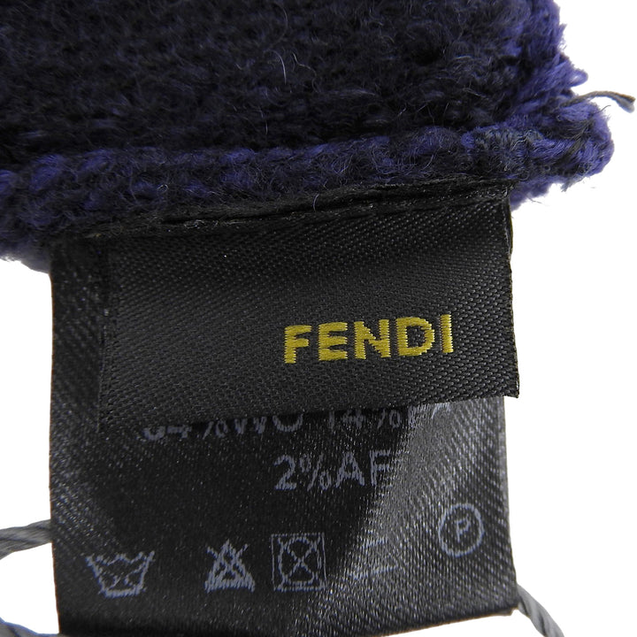 Pristine FENDI gloves Smartphone-compatible ZUCCA Pattern knit gloves Navy wool