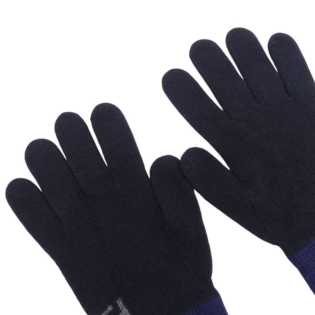 Pristine FENDI gloves Cashmere blend FF logo knit gloves Navy wool mens