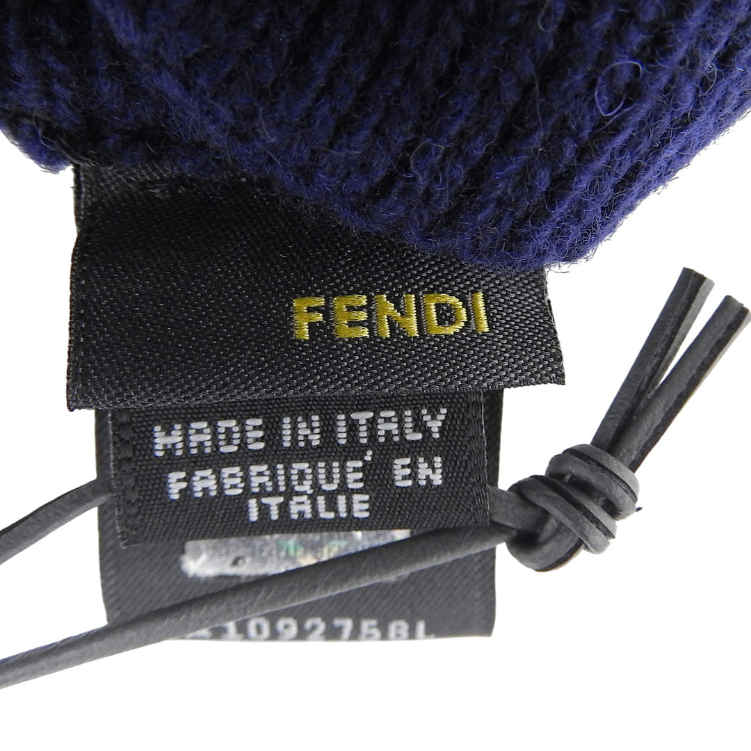 Pristine FENDI gloves Cashmere blend FF logo knit gloves Navy wool mens