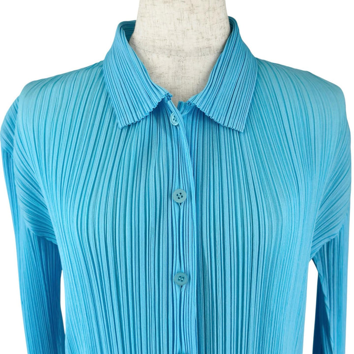 Excellent PLEATS PLEASE Long sleeve shirt blouse sky blue polyester PP21-JJ405