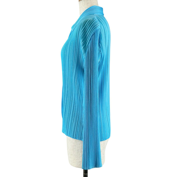 Excellent PLEATS PLEASE Long sleeve shirt blouse sky blue polyester PP21-JJ405