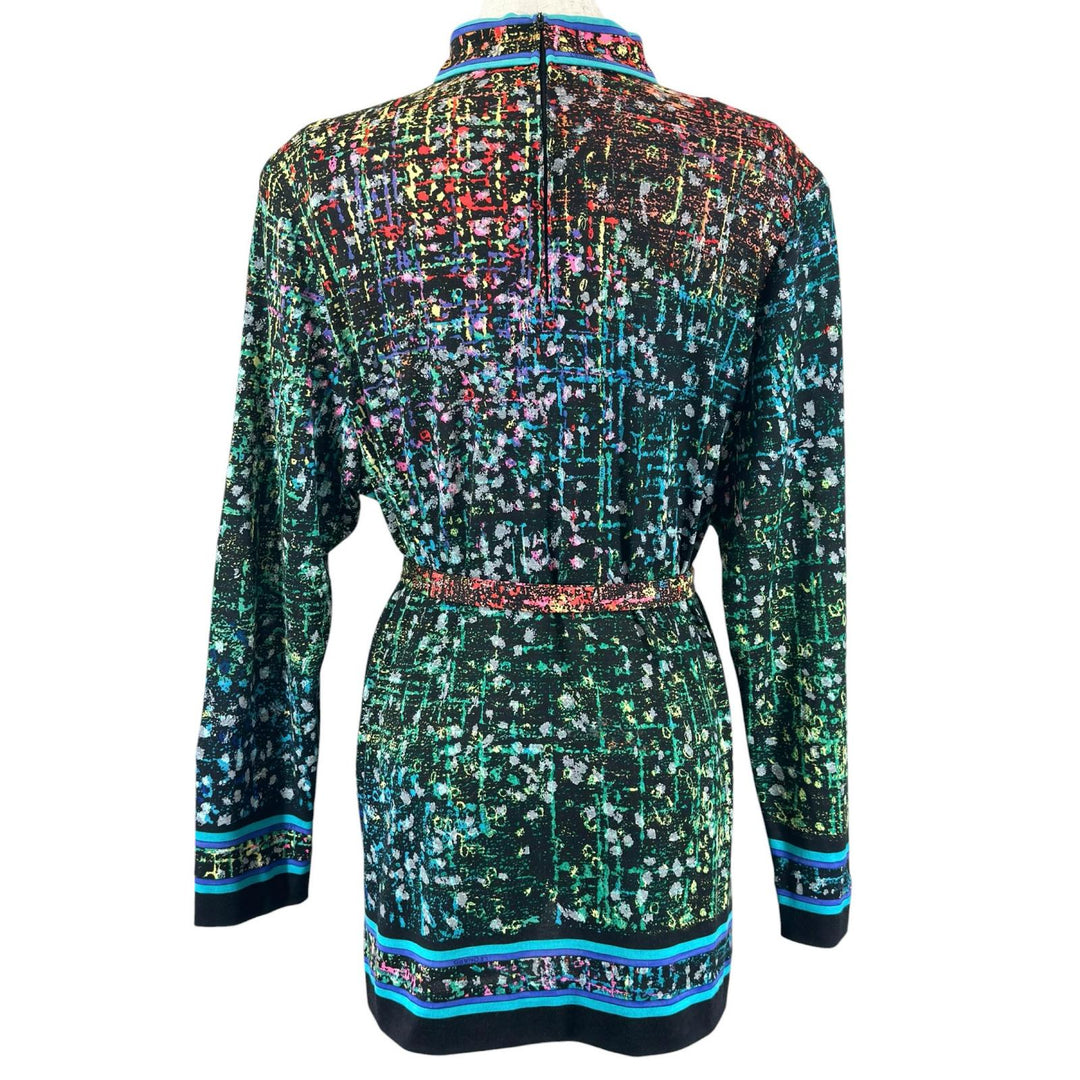 Excellent LEONARD FASHION one piece Silk blend, belted, all-over print, wool L