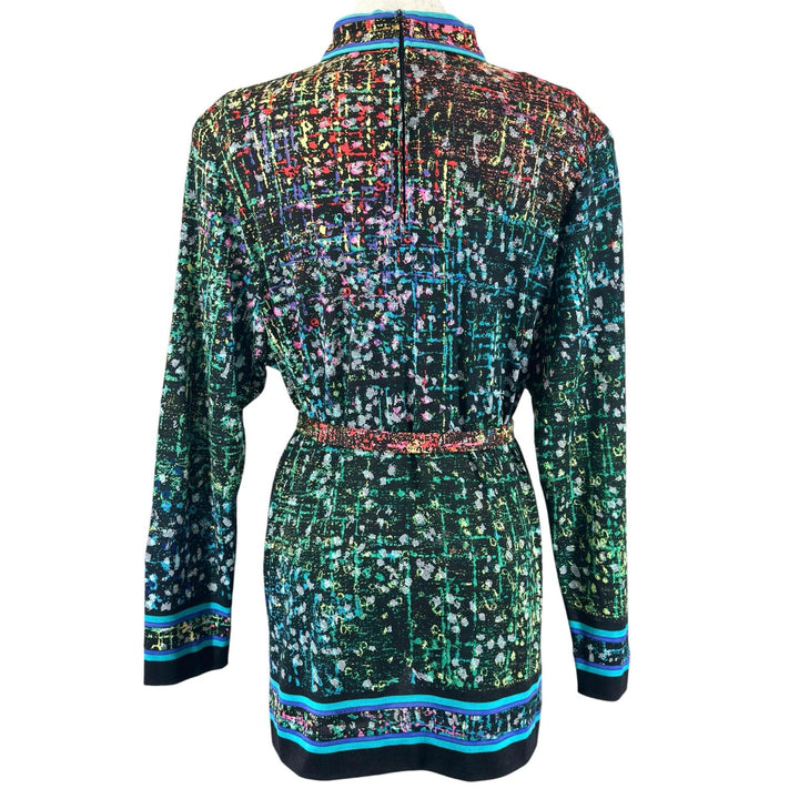 Excellent LEONARD FASHION one piece Silk blend, belted, all-over print, wool L