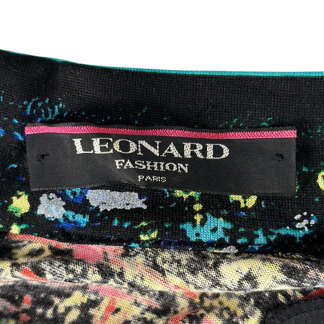 Excellent LEONARD FASHION one piece Silk blend, belted, all-over print, wool L