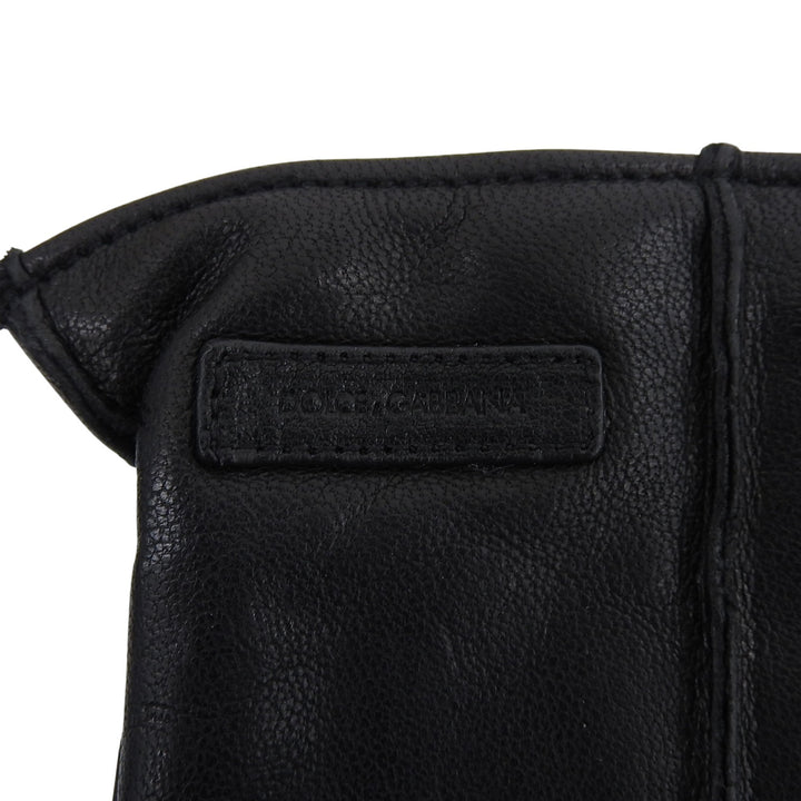 Great DOLCE&GABBANA gloves Leather Gloves black lambskin Leather mens 9