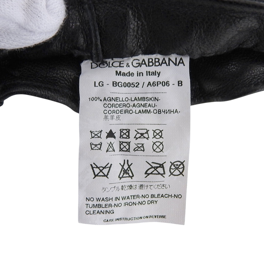 Great DOLCE&GABBANA gloves Leather Gloves black lambskin Leather mens 9