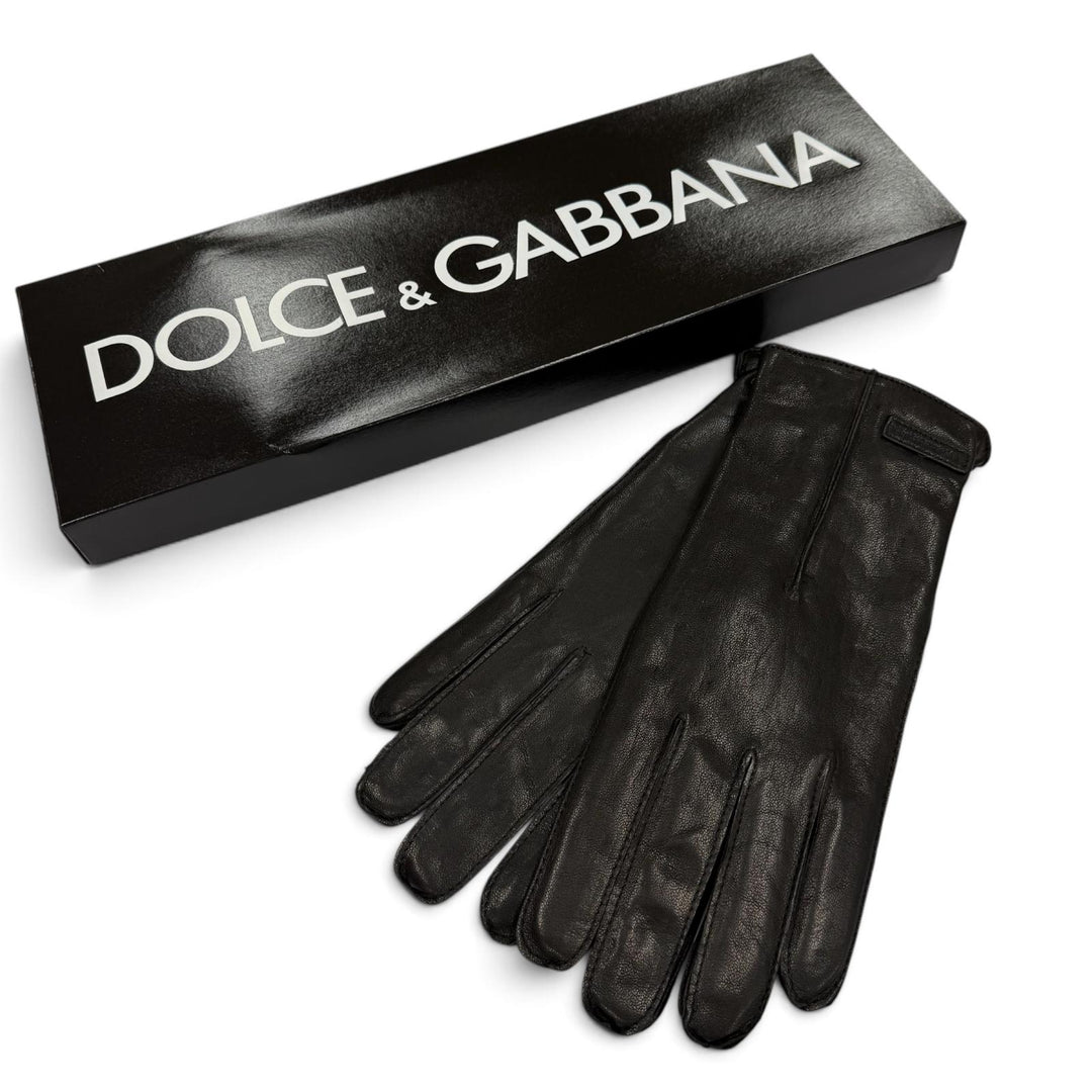 Great DOLCE&GABBANA gloves Leather Gloves black lambskin Leather mens 9