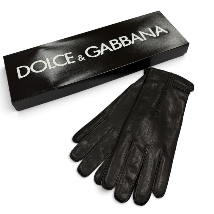 Great DOLCE&GABBANA gloves Leather Gloves black lambskin Leather mens 9
