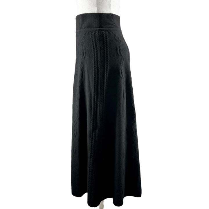 Excellent HERMES skirt ribbed knit long black wool Women 34 2H2305D6