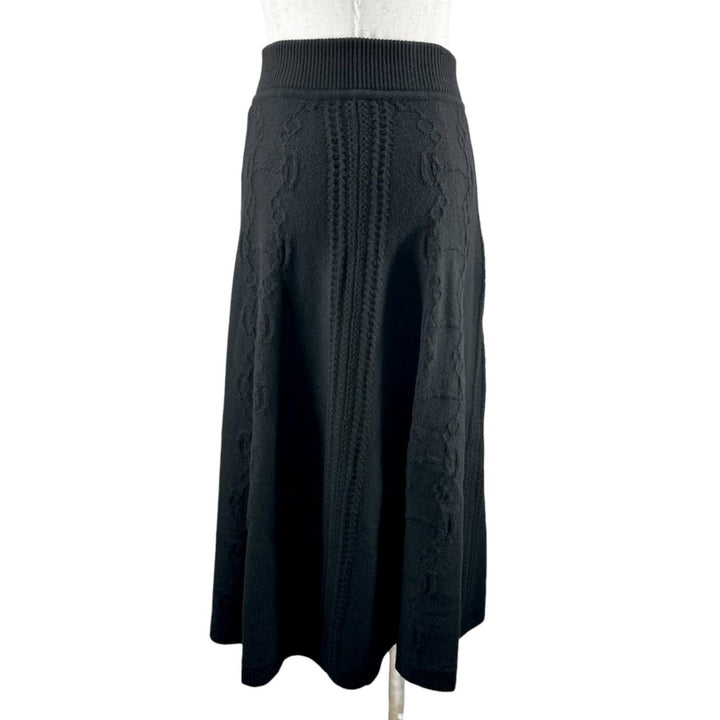 Excellent HERMES skirt ribbed knit long black wool Women 34 2H2305D6