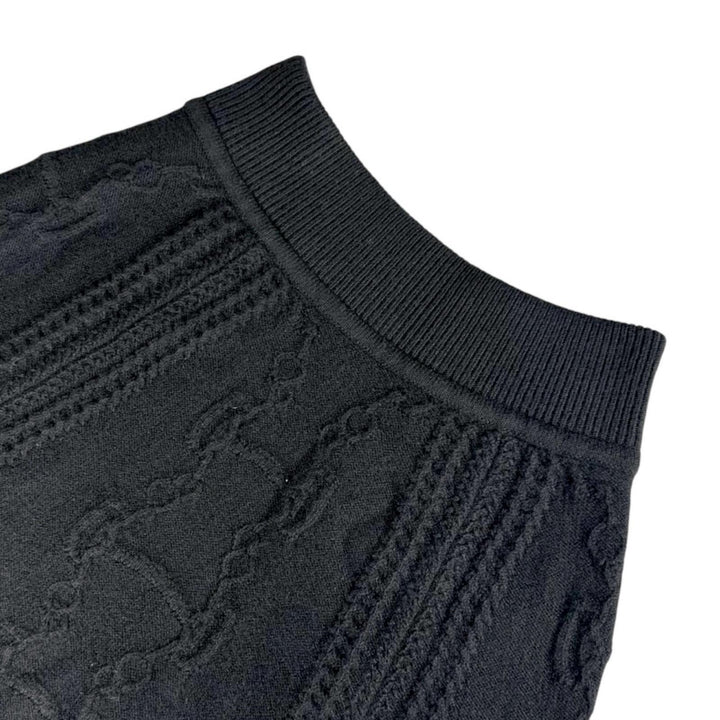 Excellent HERMES skirt ribbed knit long black wool Women 34 2H2305D6