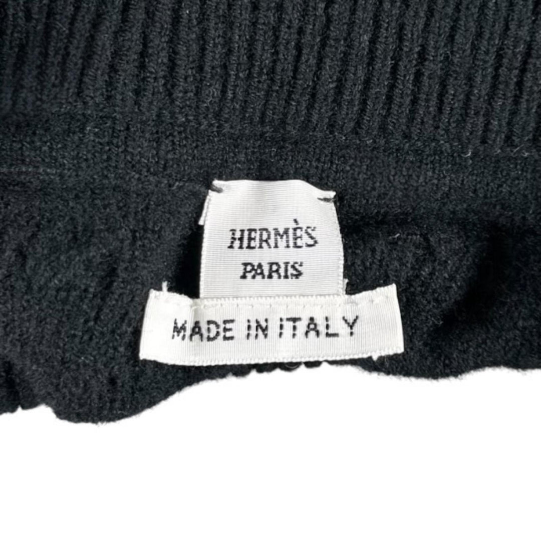 Excellent HERMES skirt ribbed knit long black wool Women 34 2H2305D6