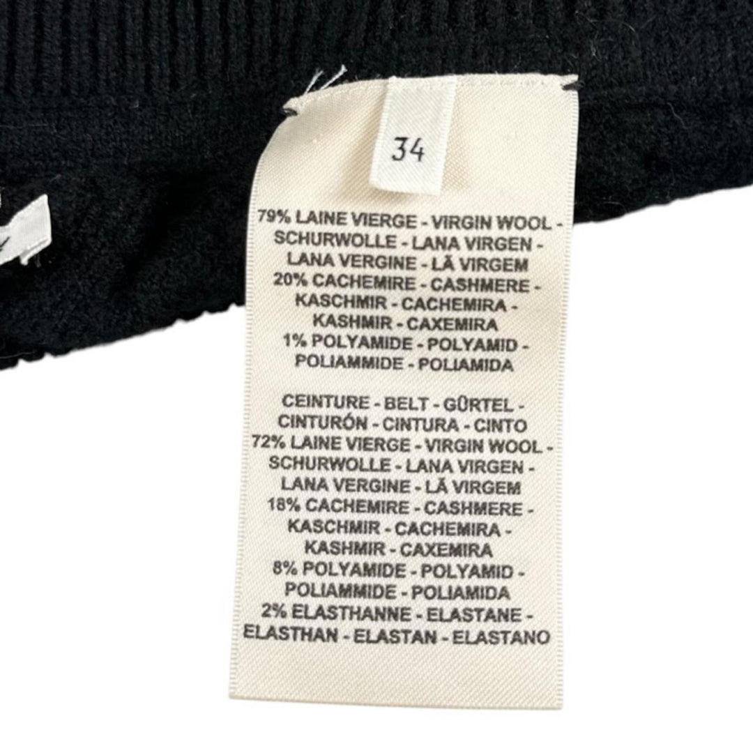 Excellent HERMES skirt ribbed knit long black wool Women 34 2H2305D6