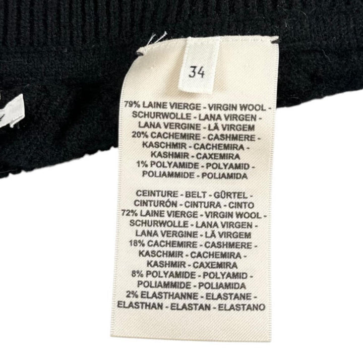 Excellent HERMES skirt ribbed knit long black wool Women 34 2H2305D6
