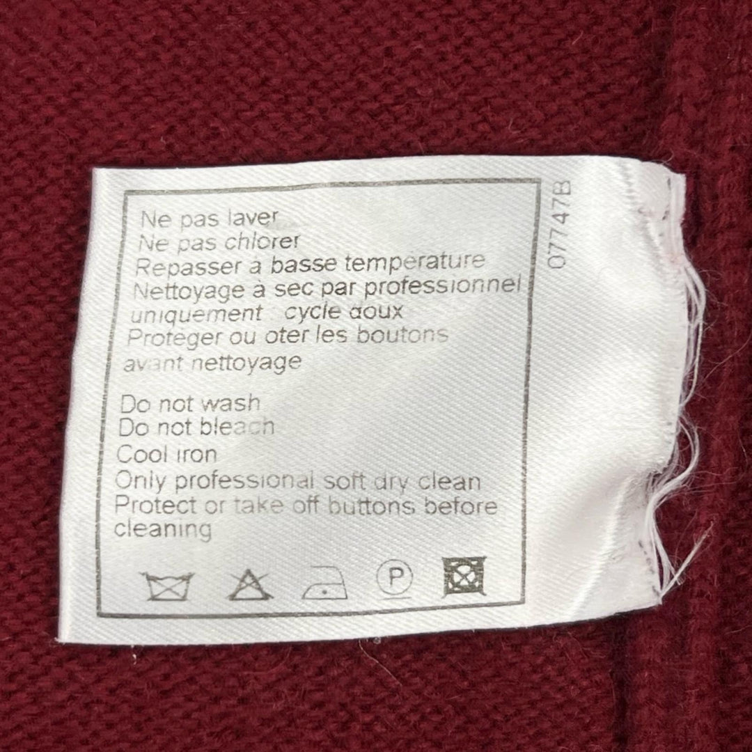 Great CHANEL cardigan Clover Button V-Neck Knit wine-red cashmere 40 98A P11770
