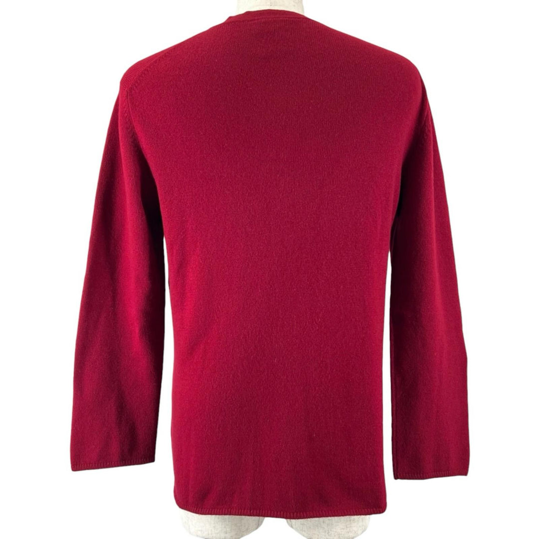 Great CHANEL cardigan Clover Button V-Neck Knit wine-red cashmere 40 98A P11770