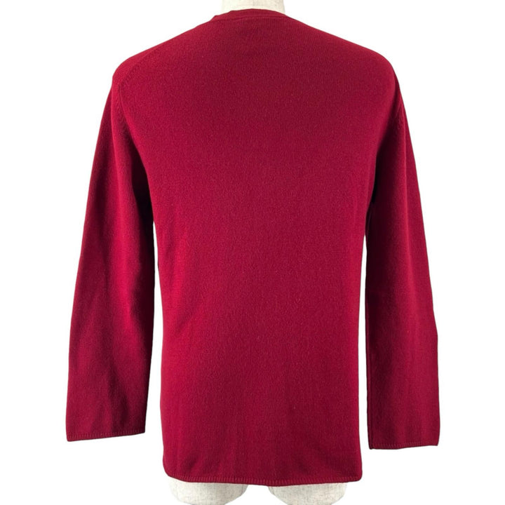 Great CHANEL cardigan Clover Button V-Neck Knit wine-red cashmere 40 98A P11770