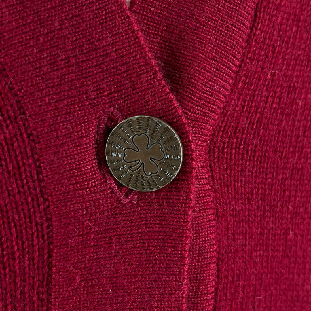 Great CHANEL cardigan Clover Button V-Neck Knit wine-red cashmere 40 98A P11770