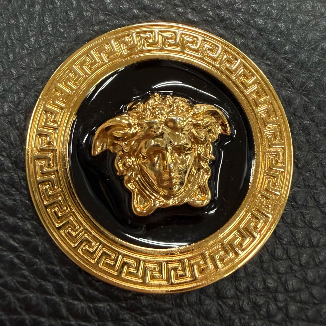 Excellent VERSACE Sling bag Medusa Sling black Cowhide mens 1008862