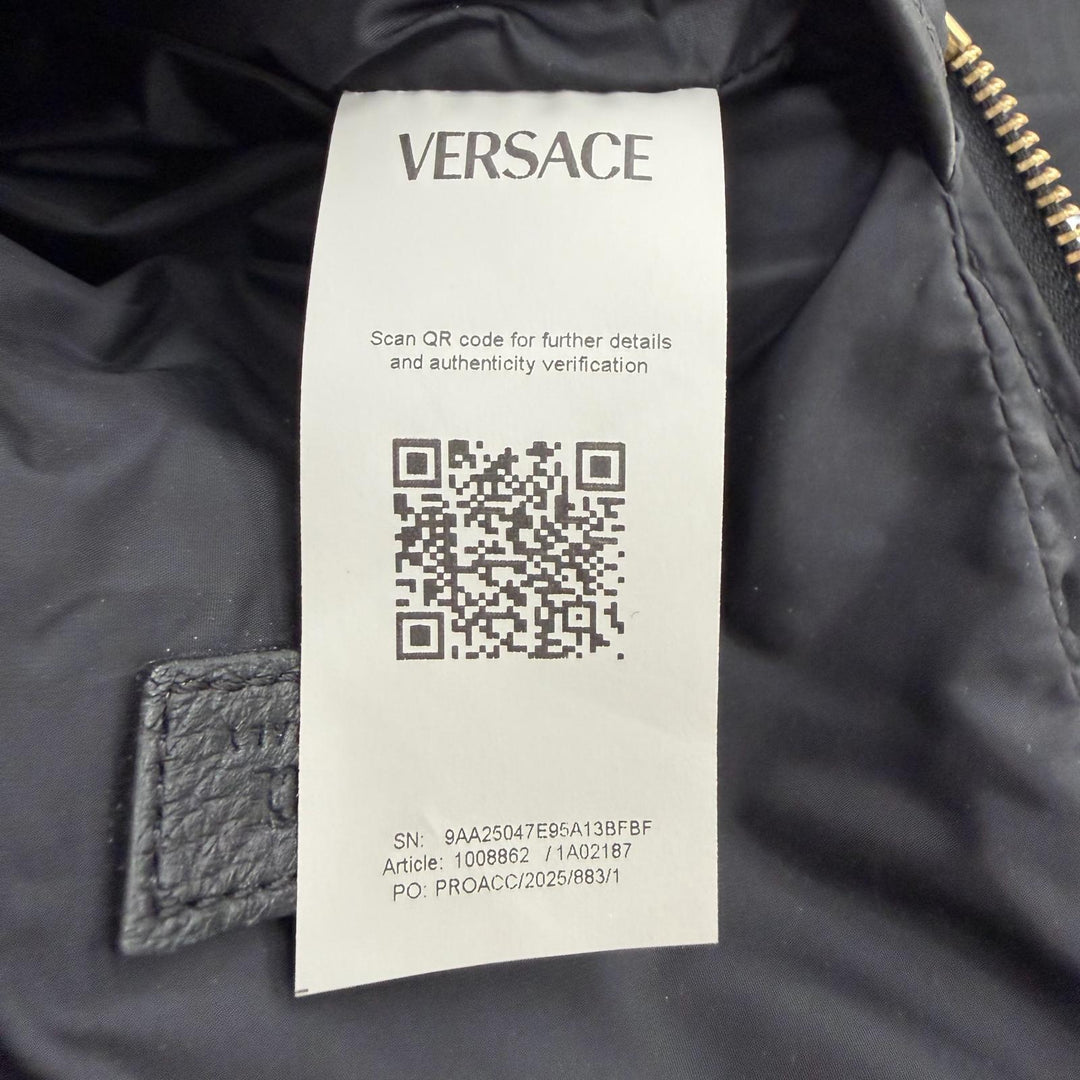 Excellent VERSACE Sling bag Medusa Sling black Cowhide mens 1008862