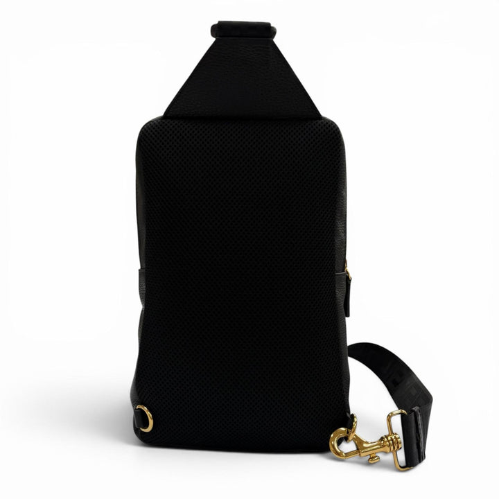 Excellent VERSACE Sling bag Medusa Sling black Cowhide mens 1008862