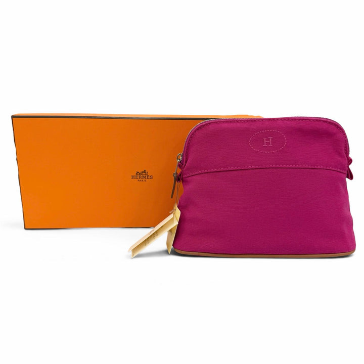 Pristine HERMES Cosmetics Pouch Bored porch PM Towar Officier cotton Women