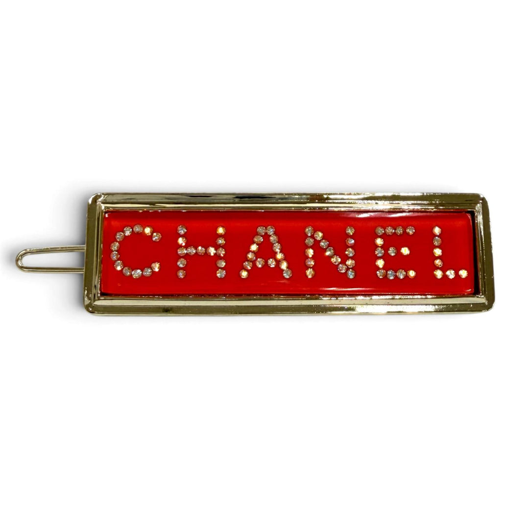 Great CHANEL Valletta Logo design rhinestone Orange series Women D21K