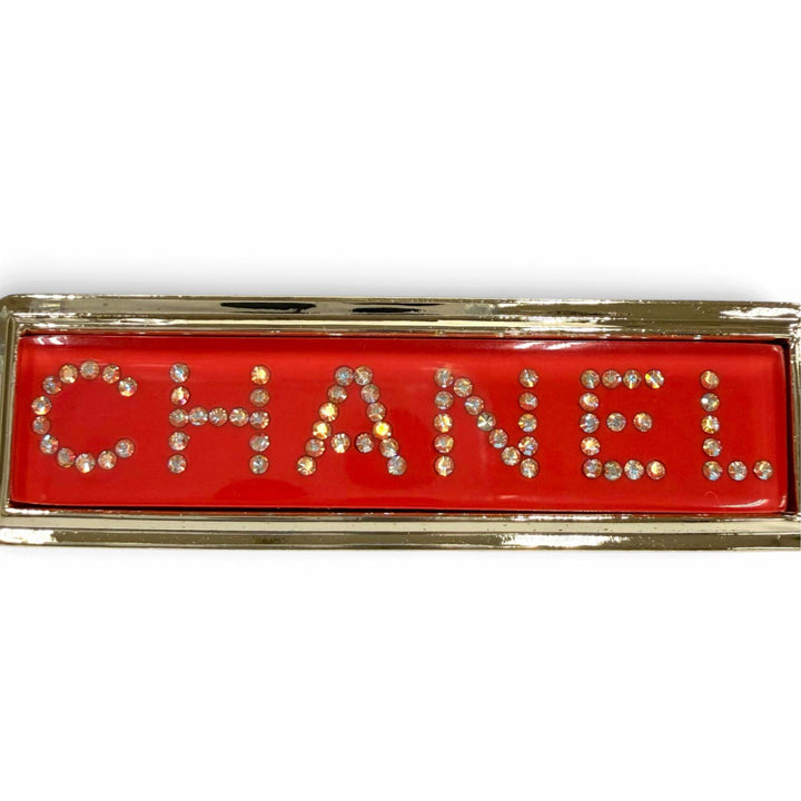 Great CHANEL Valletta Logo design rhinestone Orange series Women D21K