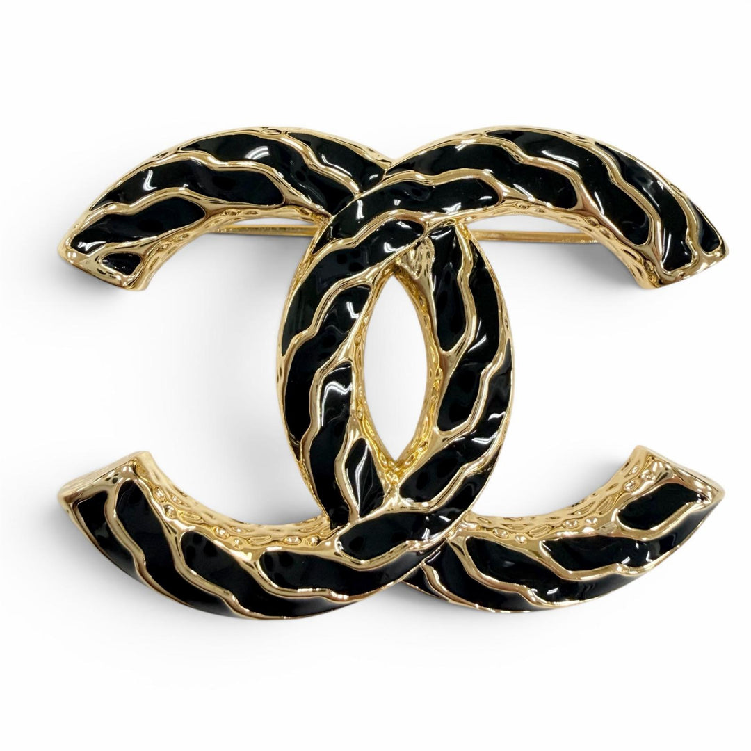 Excellent CHANEL Brooch COCO Mark gold Women B24P