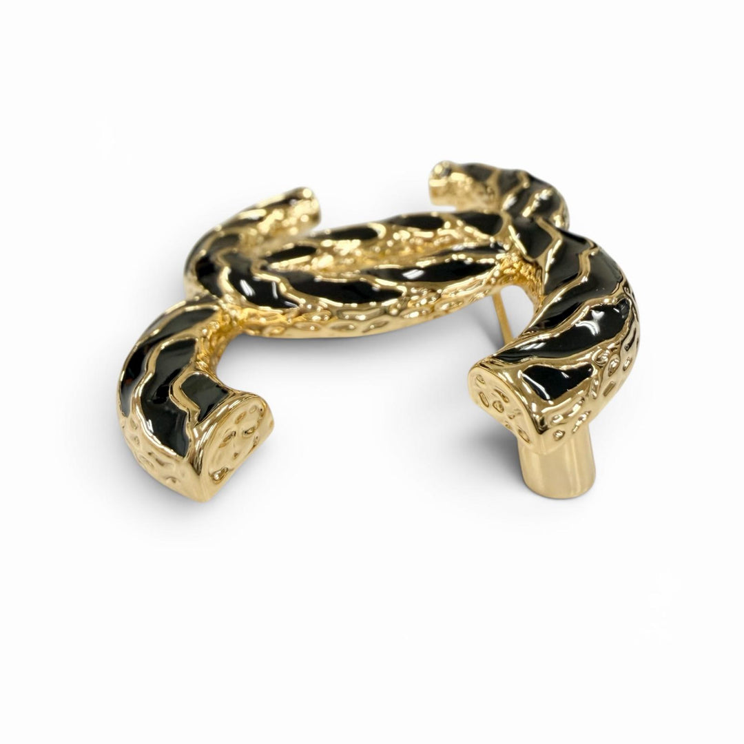 Excellent CHANEL Brooch COCO Mark gold Women B24P