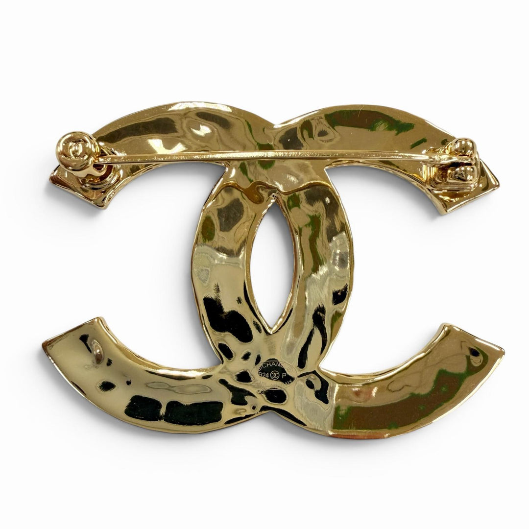 Excellent CHANEL Brooch COCO Mark gold Women B24P