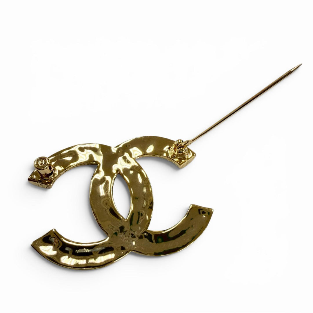 Excellent CHANEL Brooch COCO Mark gold Women B24P