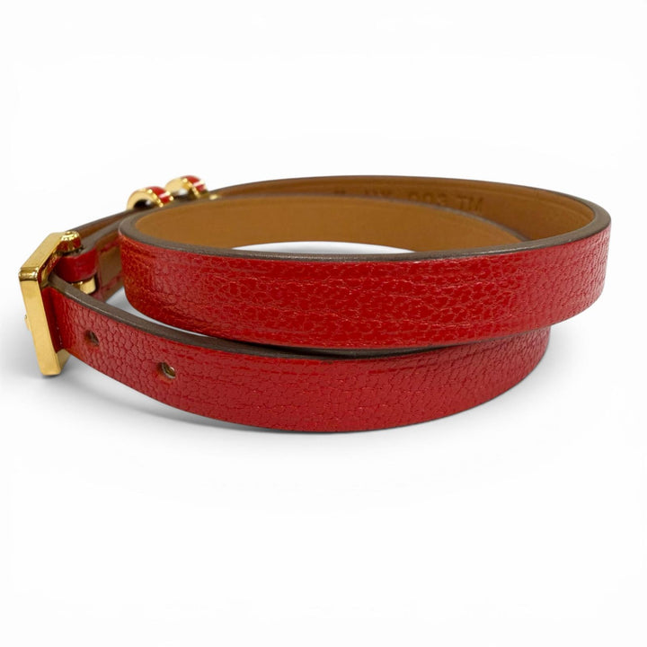 Excellent HERMES bracelet Pop H Double Tour Red leather Women