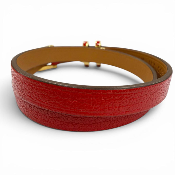 Excellent HERMES bracelet Pop H Double Tour Red leather Women