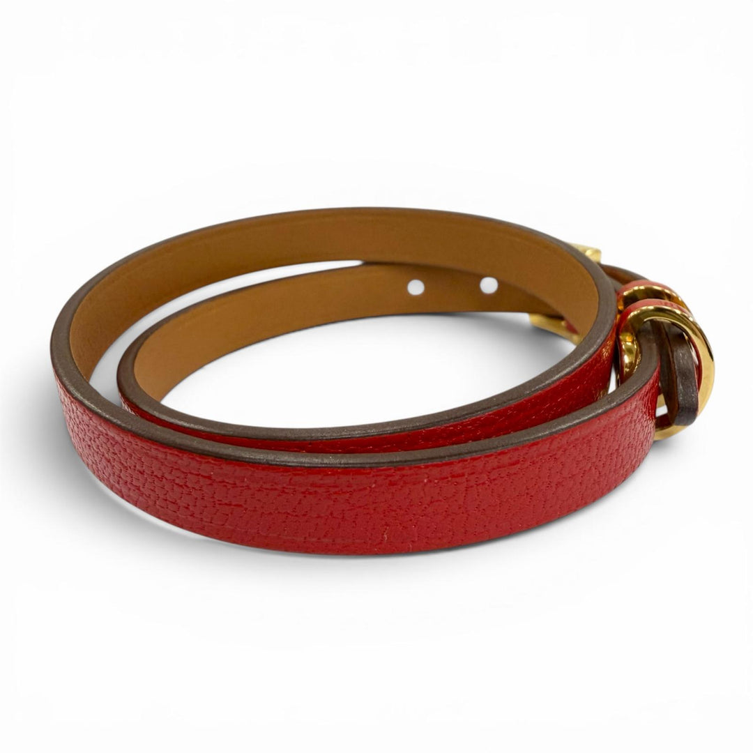 Excellent HERMES bracelet Pop H Double Tour Red leather Women