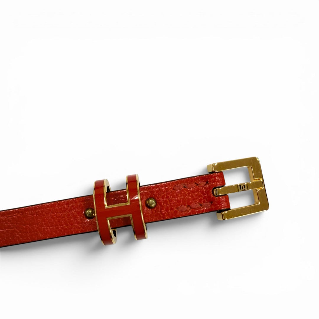 Excellent HERMES bracelet Pop H Double Tour Red leather Women