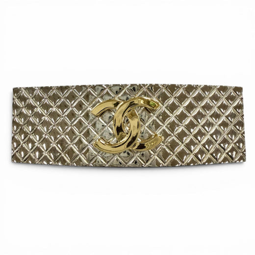 Excellent CHANEL Valletta COCO Mark Matrasse Silver Women 98P