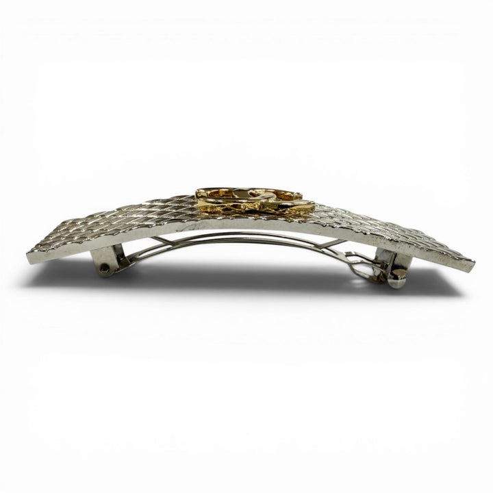 Excellent CHANEL Valletta COCO Mark Matrasse Silver Women 98P