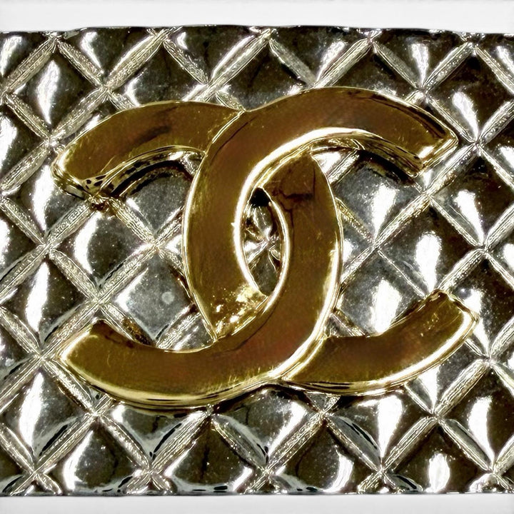 Excellent CHANEL Valletta COCO Mark Matrasse Silver Women 98P