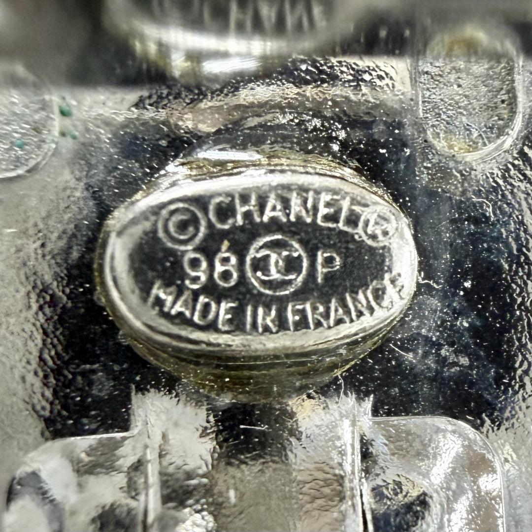 Excellent CHANEL Valletta COCO Mark Matrasse Silver Women 98P