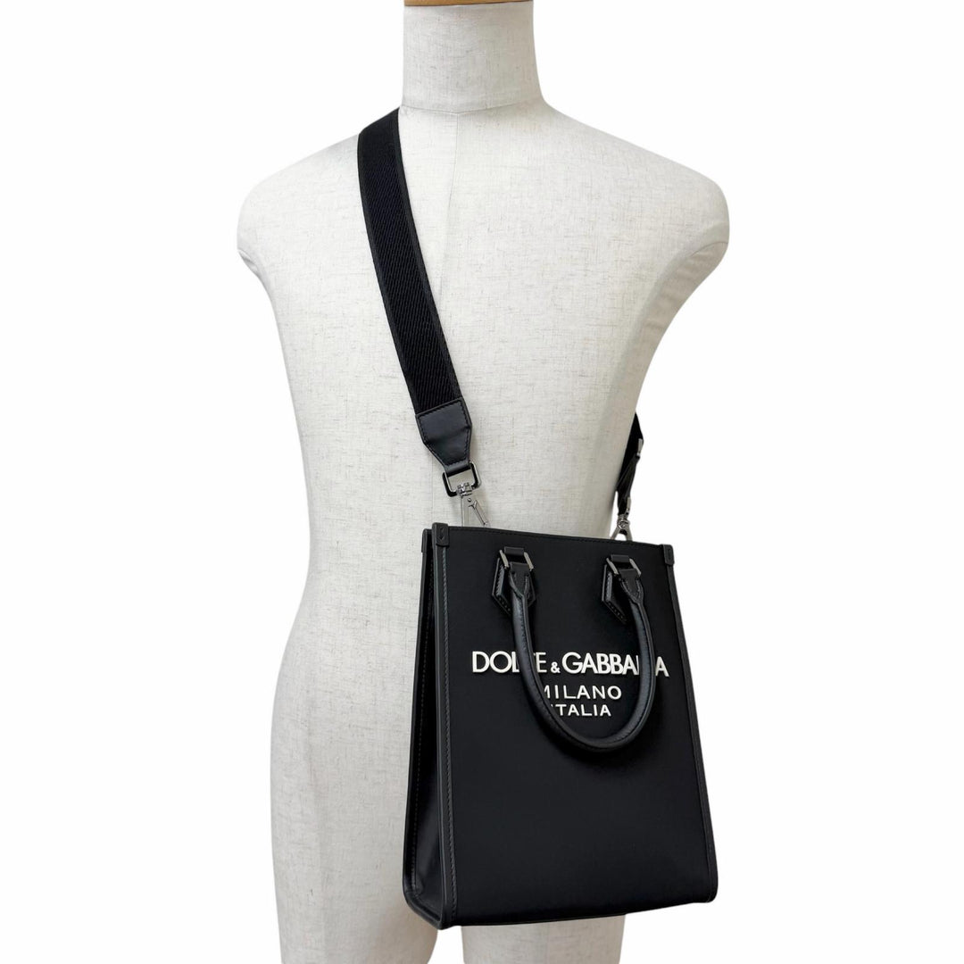 Excellent DOLCE&GABBANA Shoulder Bag Small nylon rubberized logo